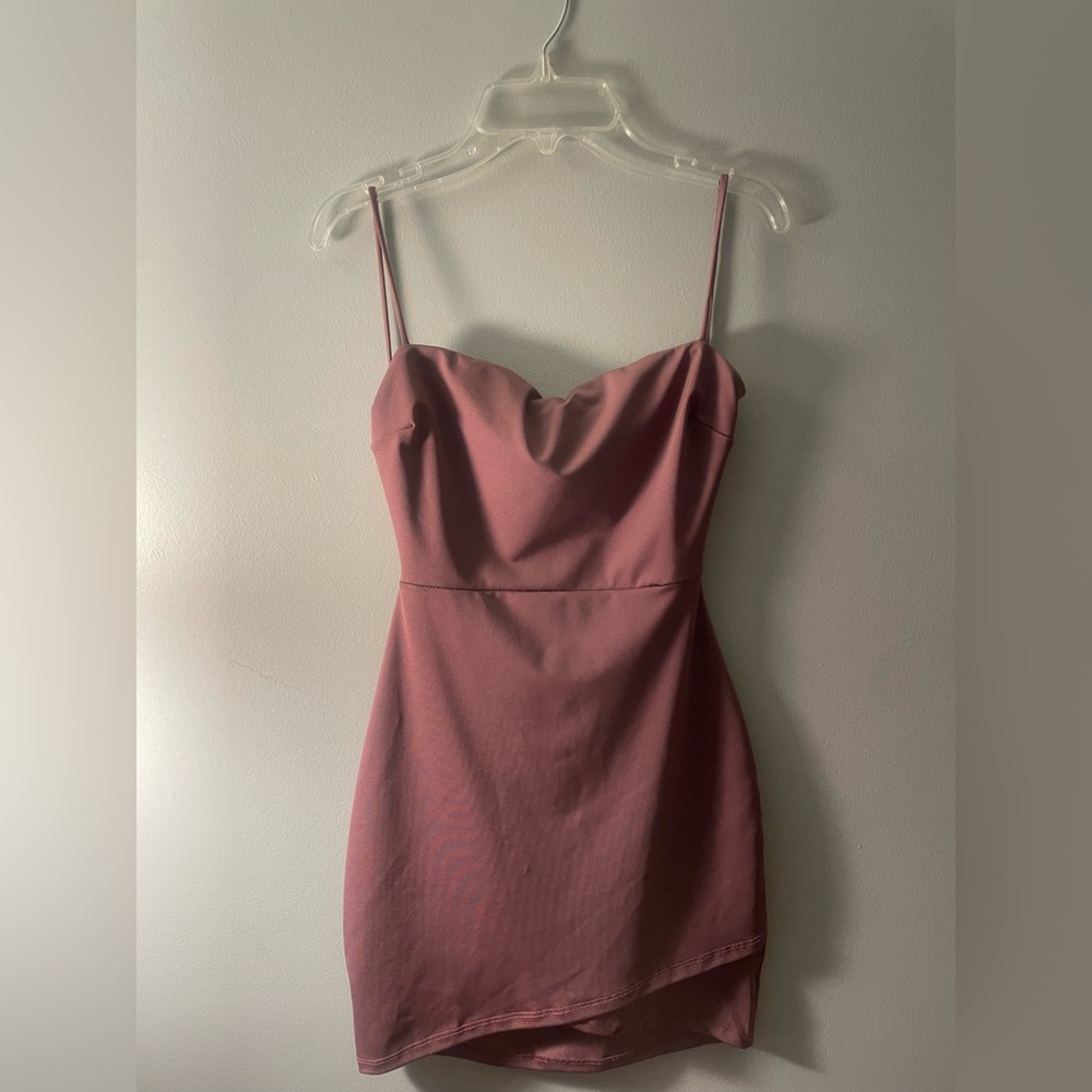 Windsor Mauve Backless Mini Dress with Spaghetti Straps